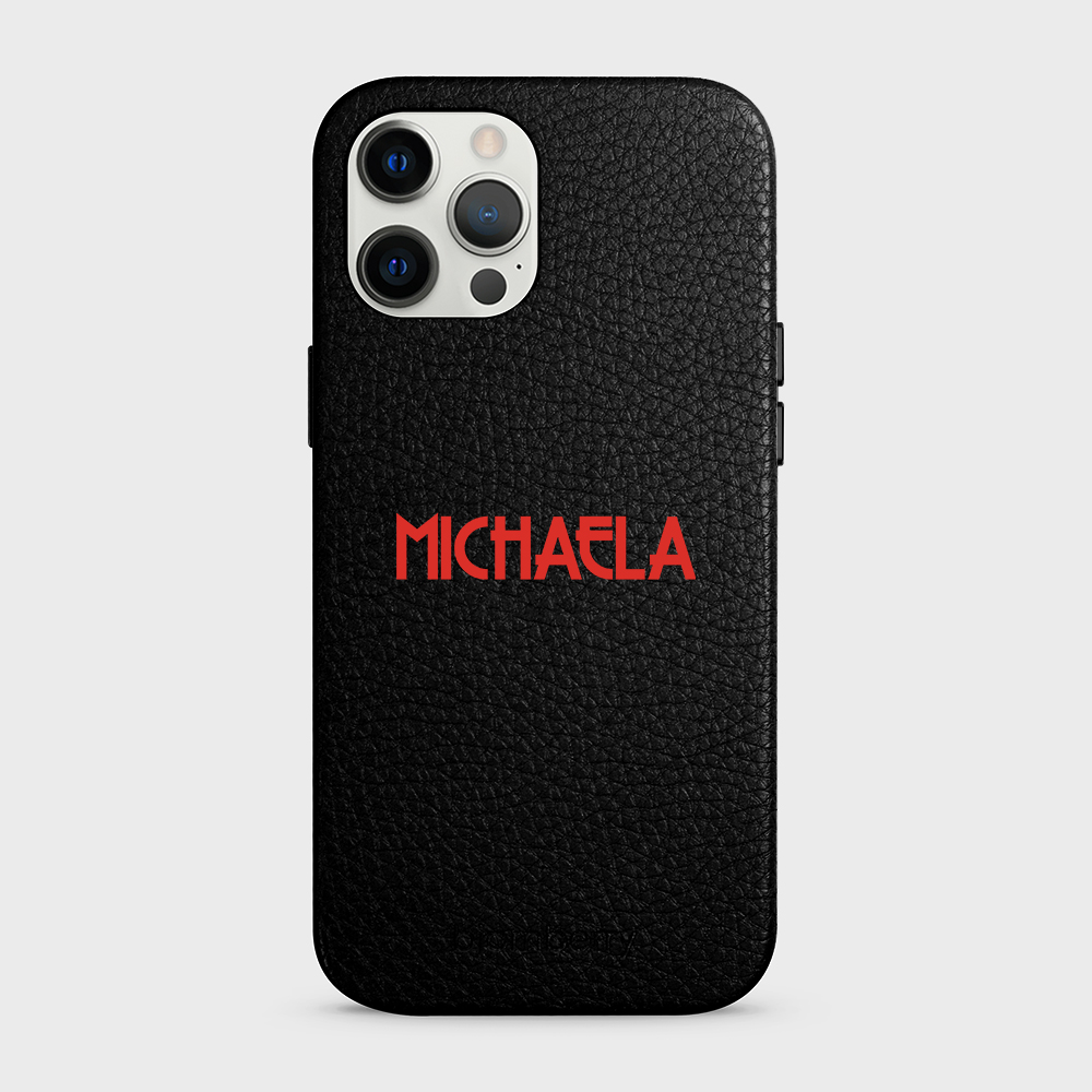 iPhone 12 Pro Max Personalised Leather Case - Art Deco Name - 16