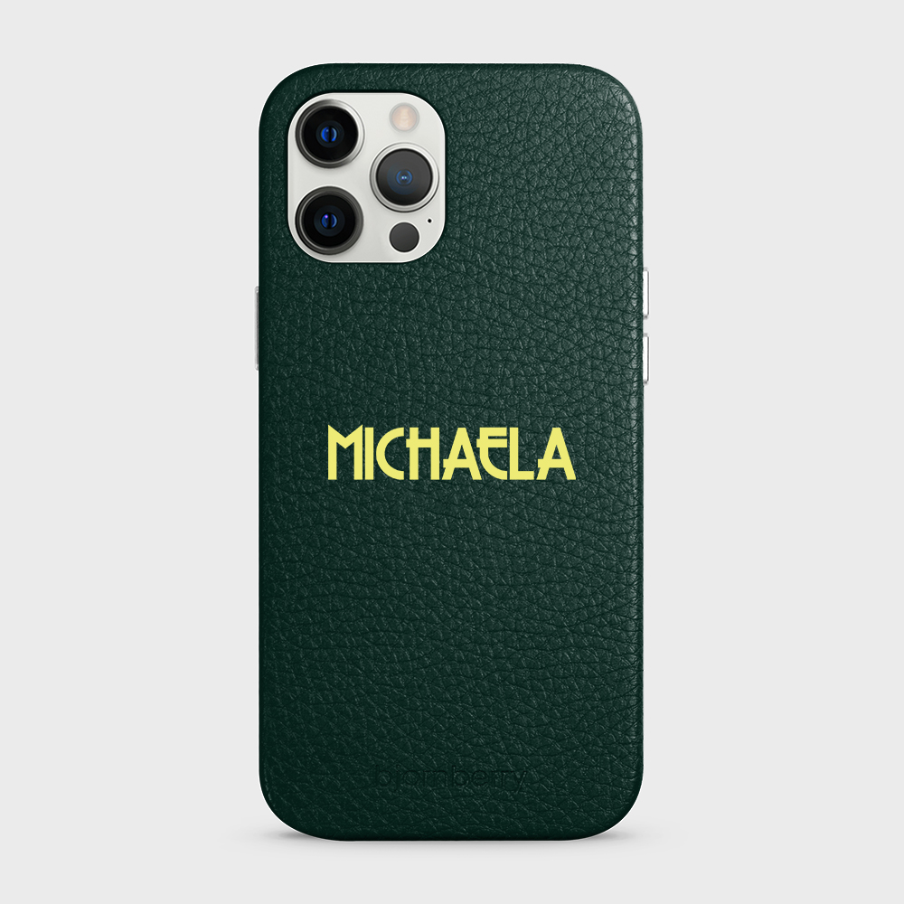 iPhone 12 Pro Max Personalised Leather Case - Art Deco Name - 23