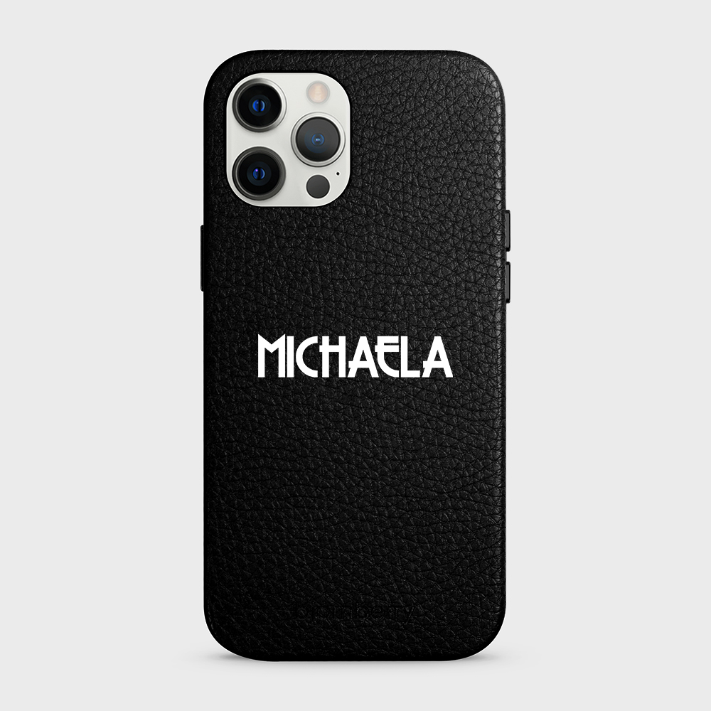 iPhone 12 Pro Max Personalised Leather Case - Art Deco Name - 19