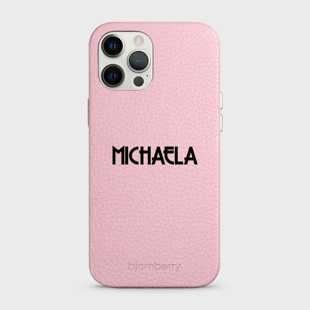 iPhone 12 Pro Max Personalised Leather Case - Art Deco Name - 13