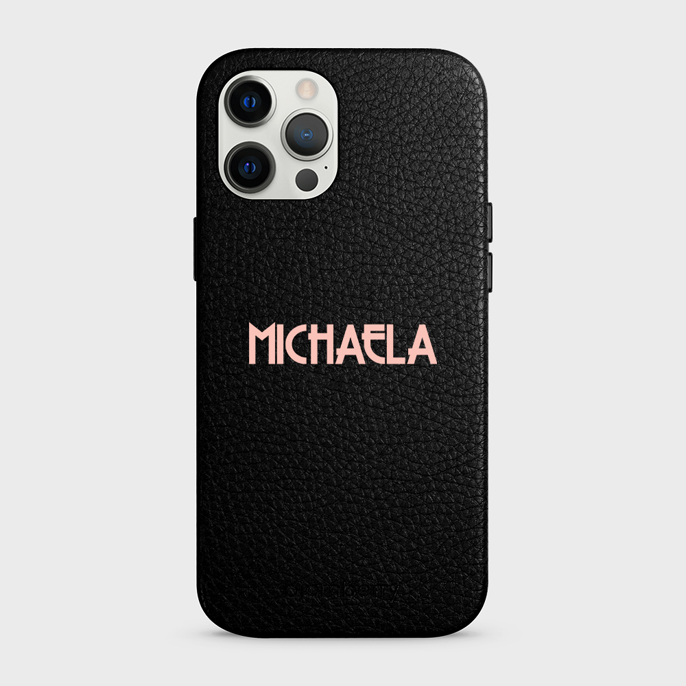 iPhone 12 Pro Max Personalised Leather Case - Art Deco Name - 17