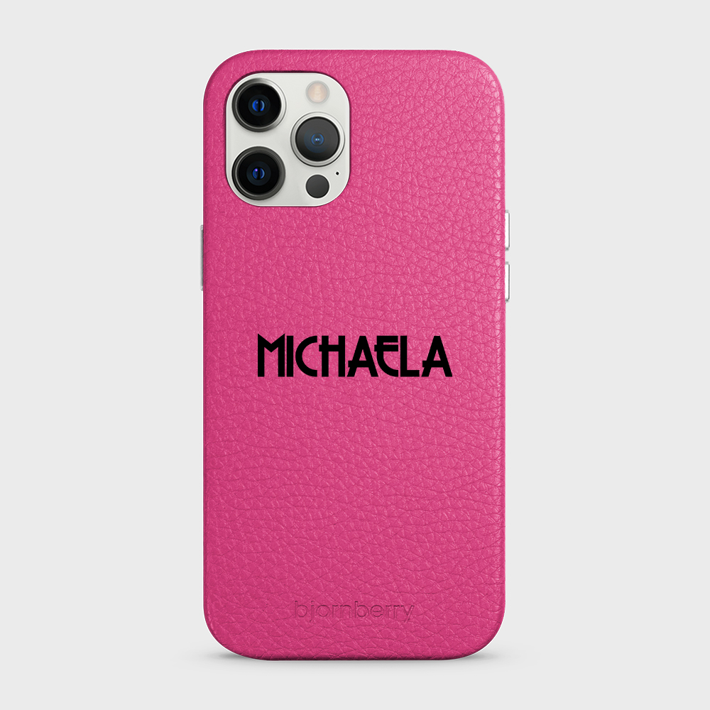 iPhone 12 Pro Max Personalised Leather Case - Art Deco Name - 34
