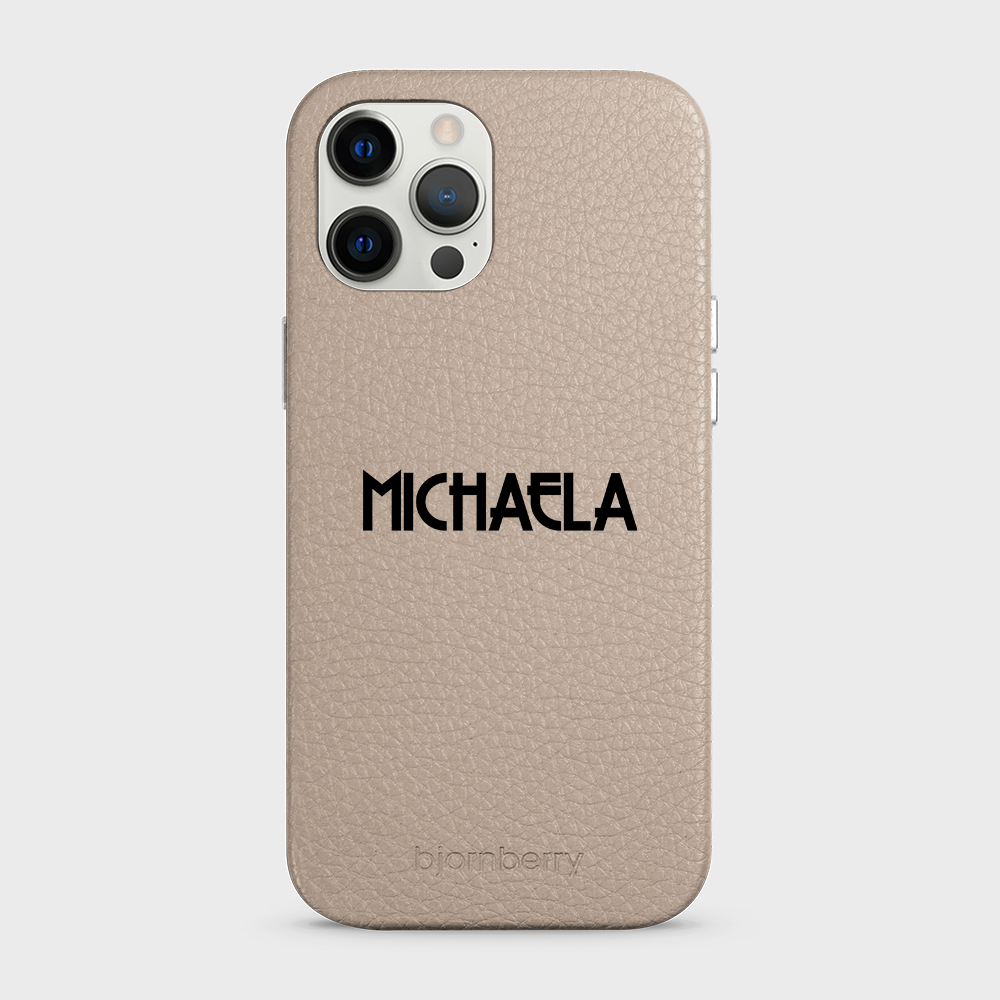 iPhone 12 Pro Max Personalised Leather Case - Art Deco Name - 41