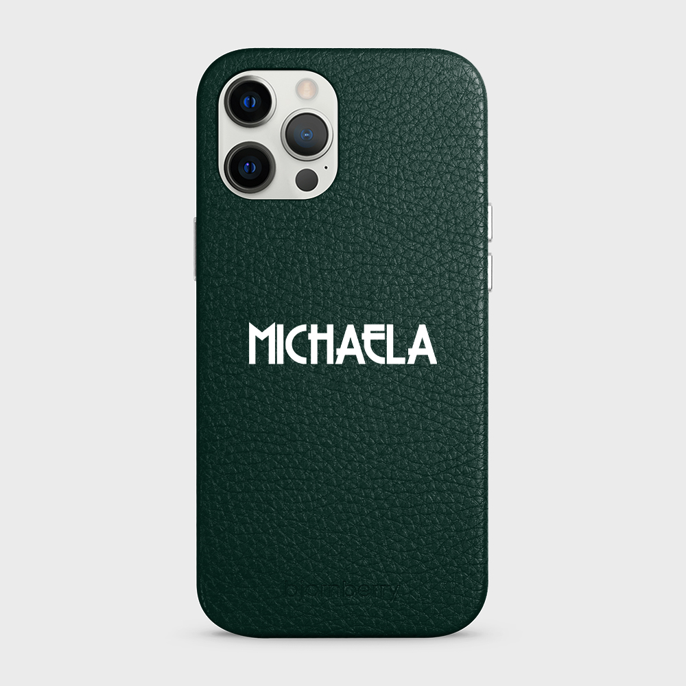 iPhone 12 Pro Max Personalised Leather Case - Art Deco Name - 28