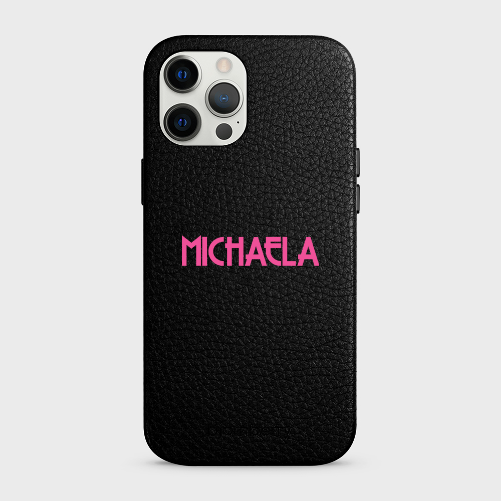 iPhone 12 Pro Max Personalised Leather Case - Art Deco Name - 15