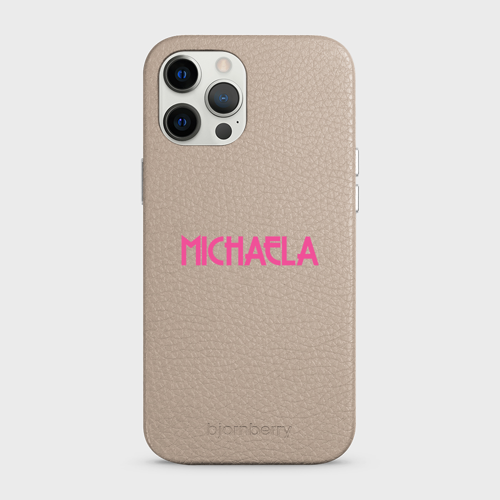 iPhone 12 Pro Max Personalised Leather Case - Art Deco Name - 38