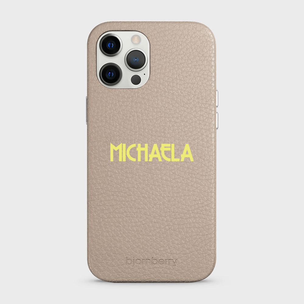 iPhone 12 Pro Max Personalised Leather Case - Art Deco Name - 37