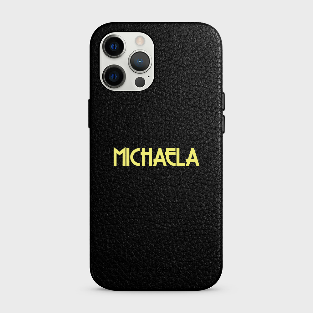 iPhone 12 Pro Max Personalised Leather Case - Art Deco Name - 21