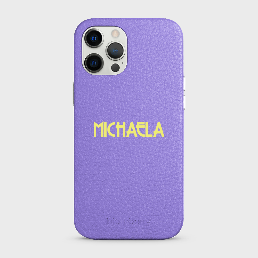 iPhone 12 Pro Max Personalised Leather Case - Art Deco Name - 2