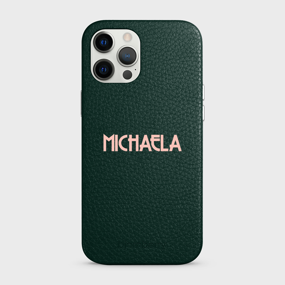 iPhone 12 Pro Max Personalised Leather Case - Art Deco Name - 26