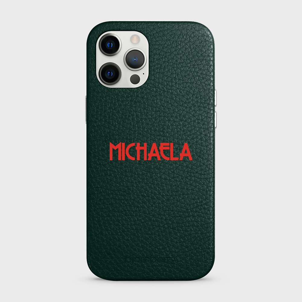 iPhone 12 Pro Max Personalised Leather Case - Art Deco Name - 25