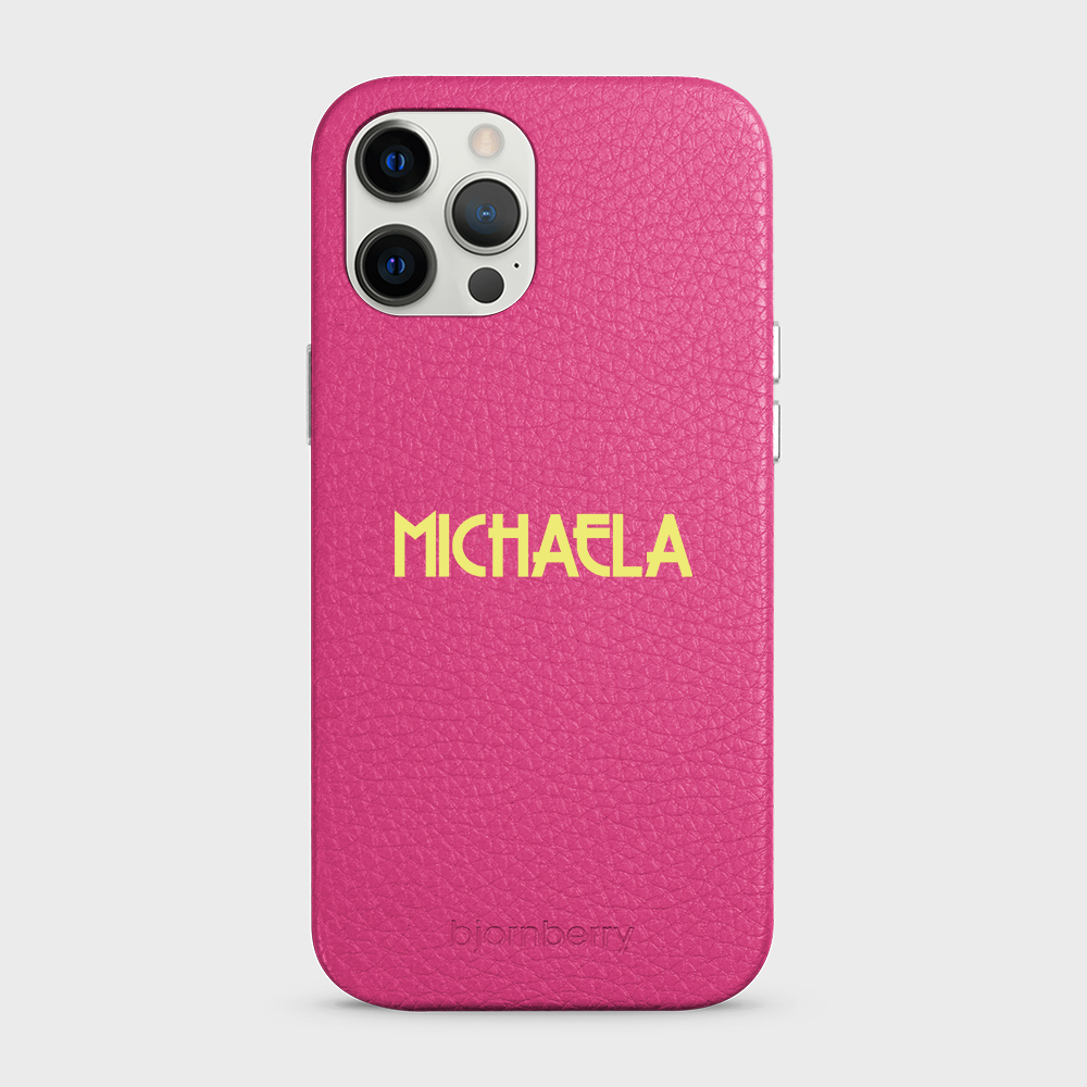 iPhone 12 Pro Max Personalised Leather Case - Art Deco Name - 30