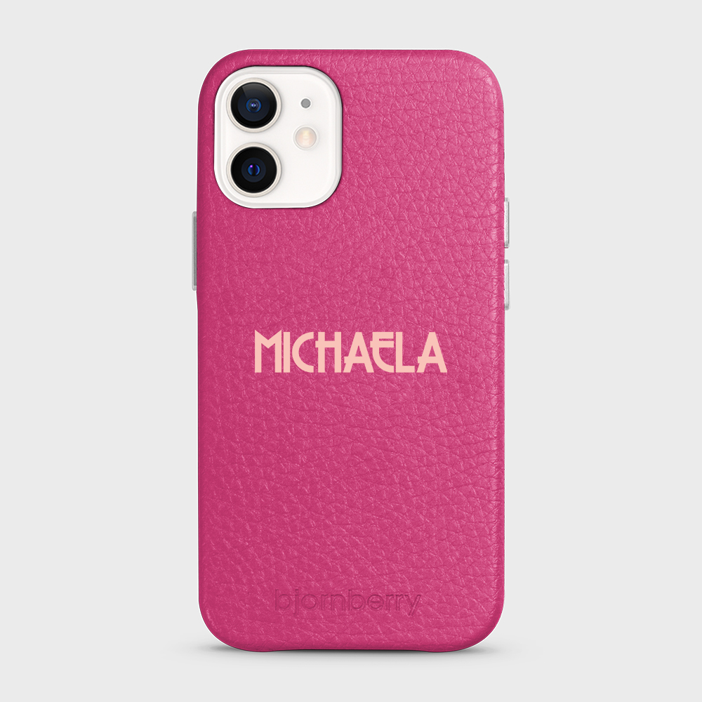 iPhone 12 Mini Personalised Leather Case - Art Deco Name - 26