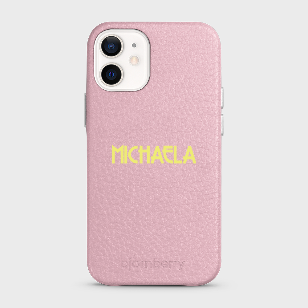 iPhone 12 Mini Personalised Leather Case - Art Deco Name