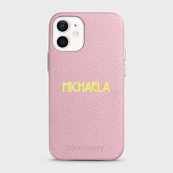 iPhone 12 Mini Personalised Leather Case - Art Deco Name