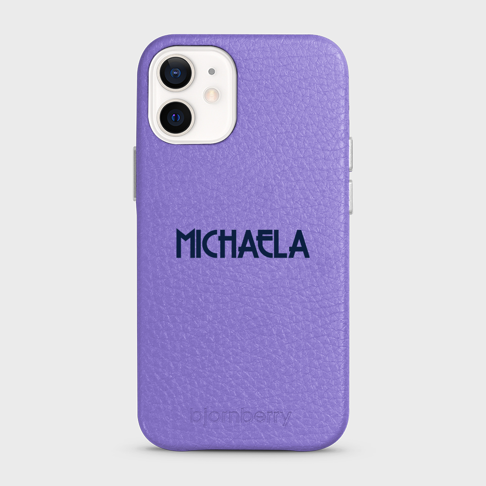 iPhone 12 Mini Personalised Leather Case - Art Deco Name - 8