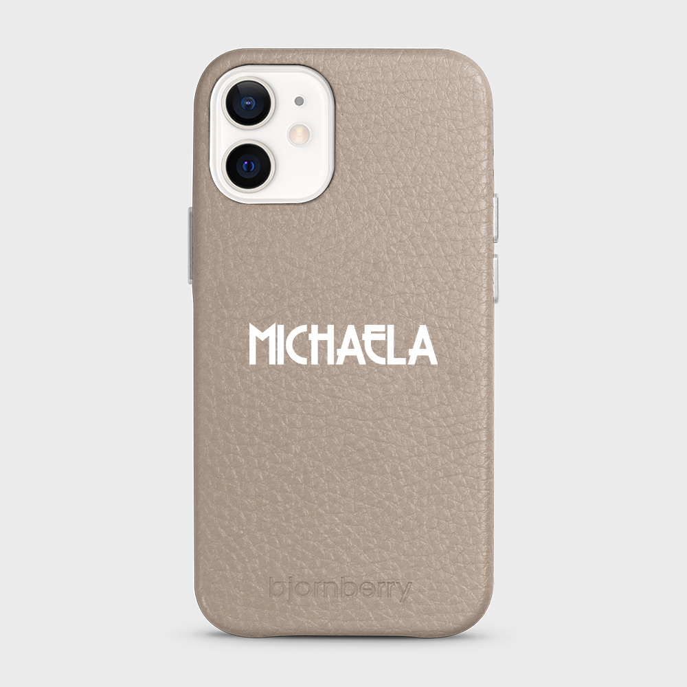 iPhone 12 Mini Personalised Leather Case - Art Deco Name - 33