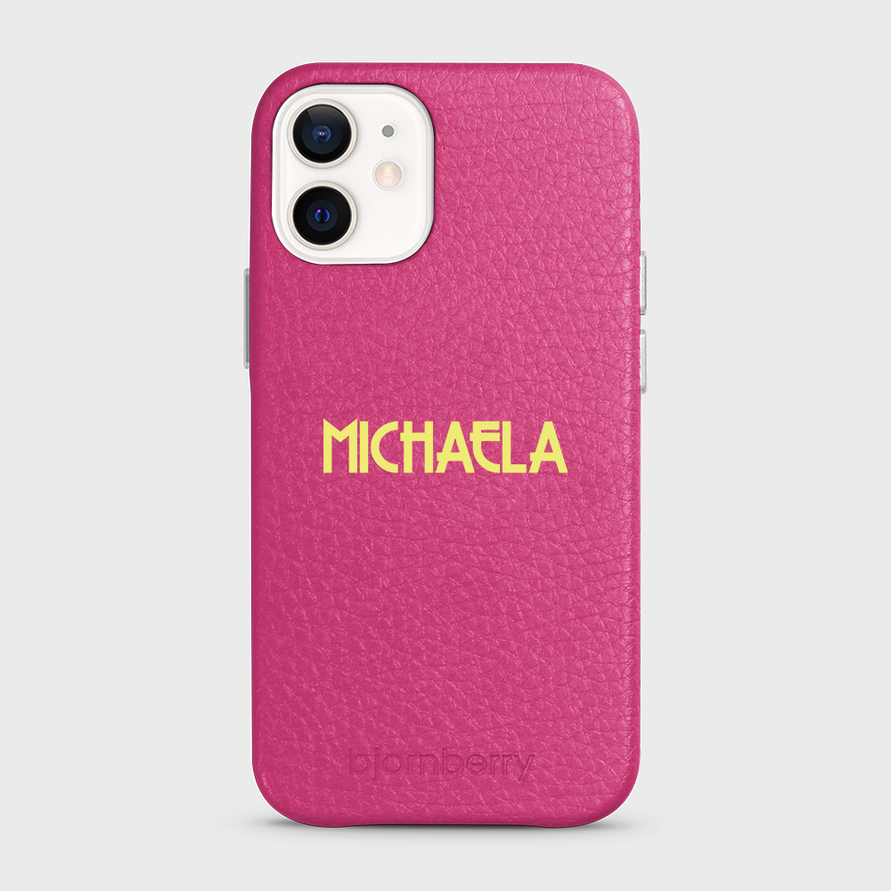 iPhone 12 Mini Personalised Leather Case - Art Deco Name - 23
