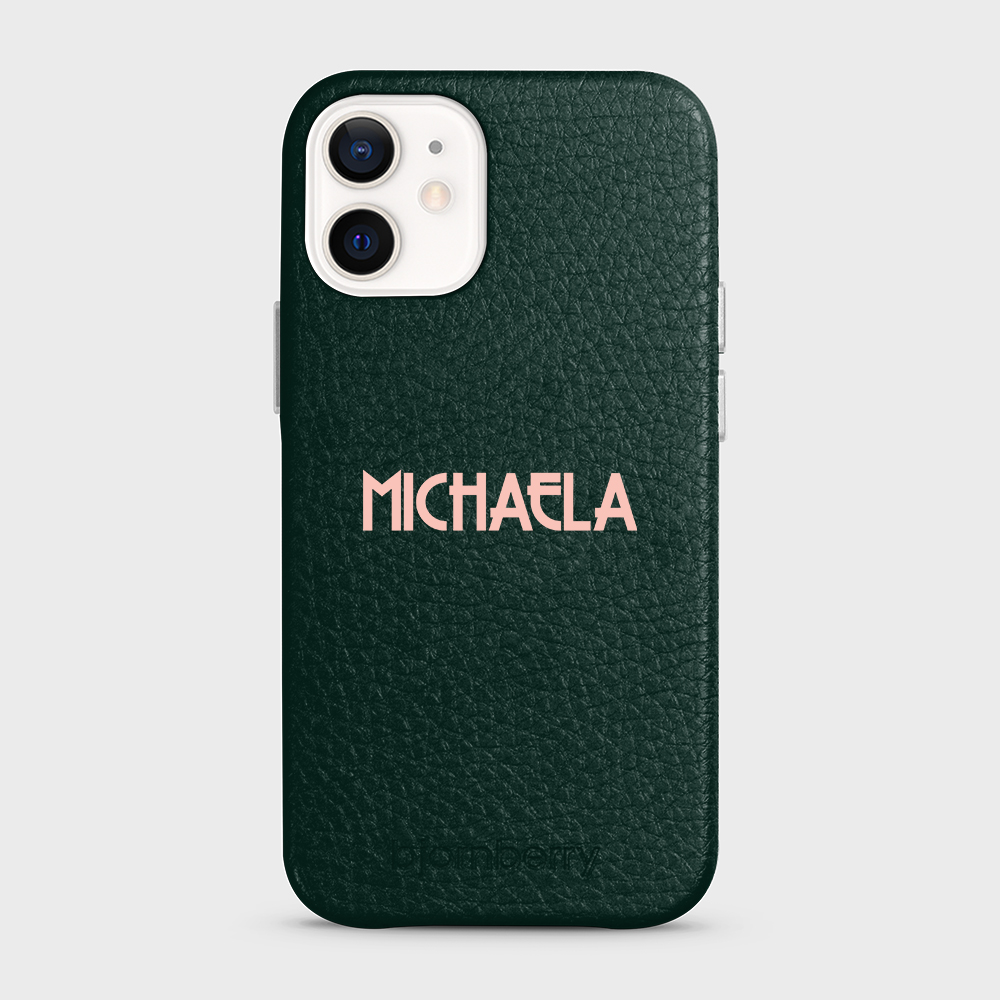 iPhone 12 Mini Personalised Leather Case - Art Deco Name - 17