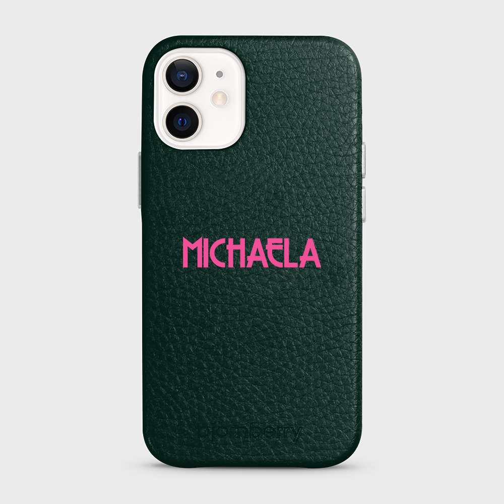 iPhone 12 Mini Personalised Leather Case - Art Deco Name - 15