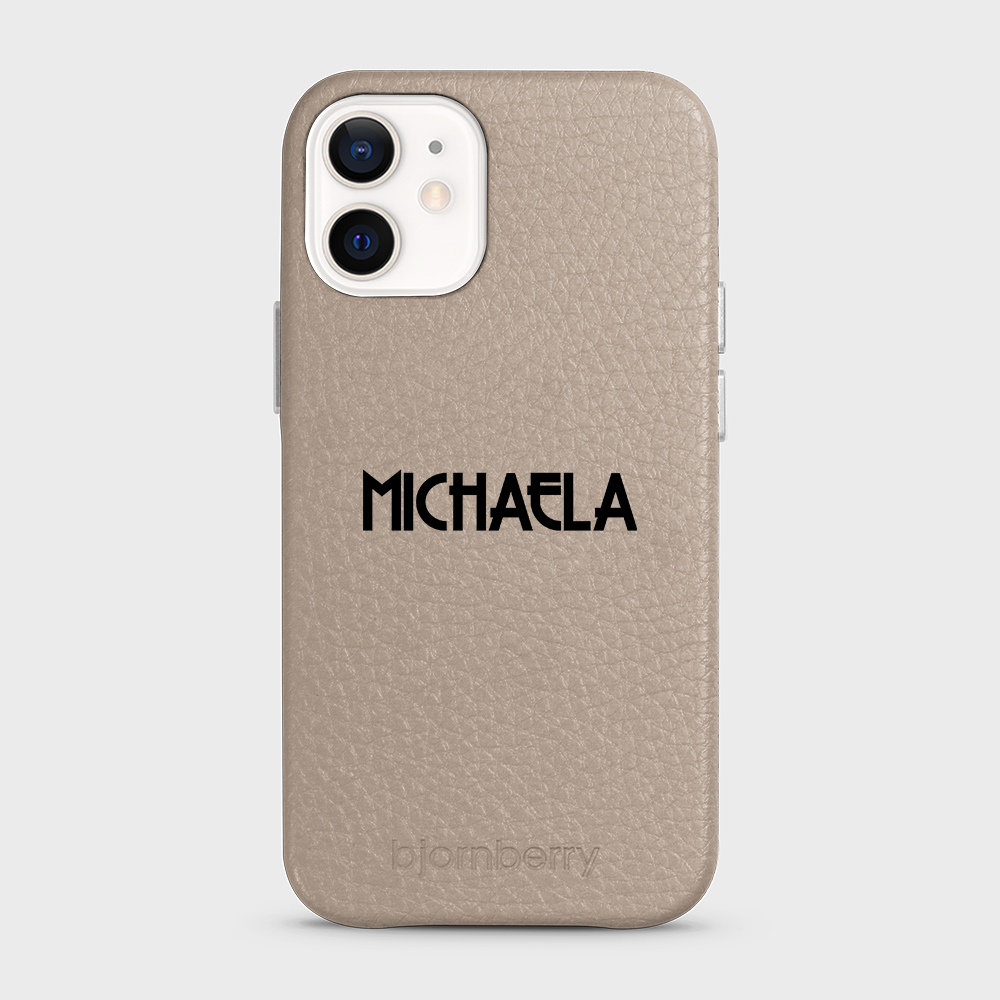 iPhone 12 Mini Personalised Leather Case - Art Deco Name - 32