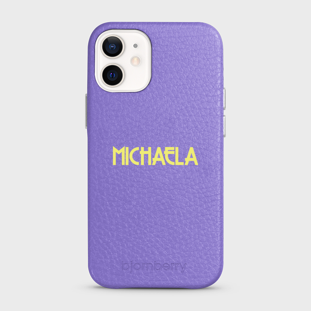 iPhone 12 Mini Personalised Leather Case - Art Deco Name - 9