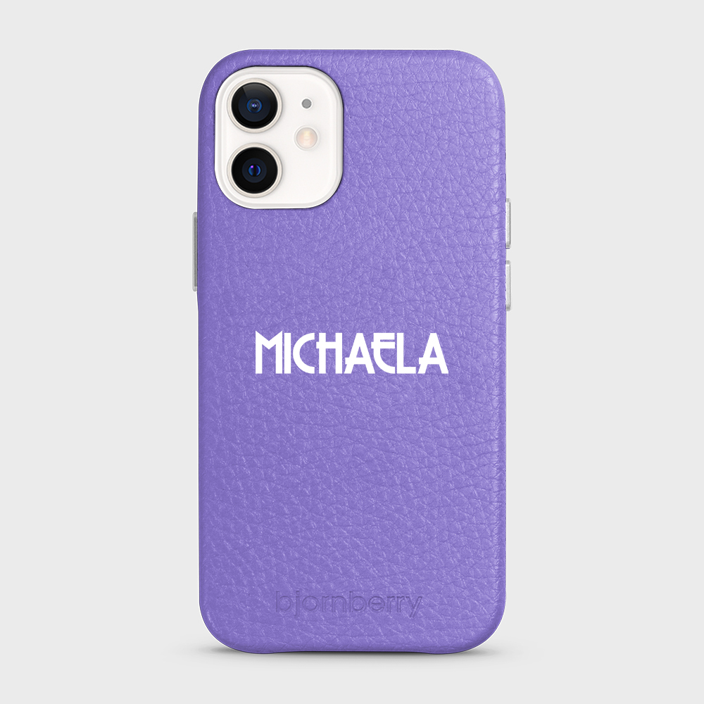 iPhone 12 Mini Personalised Leather Case - Art Deco Name - 14