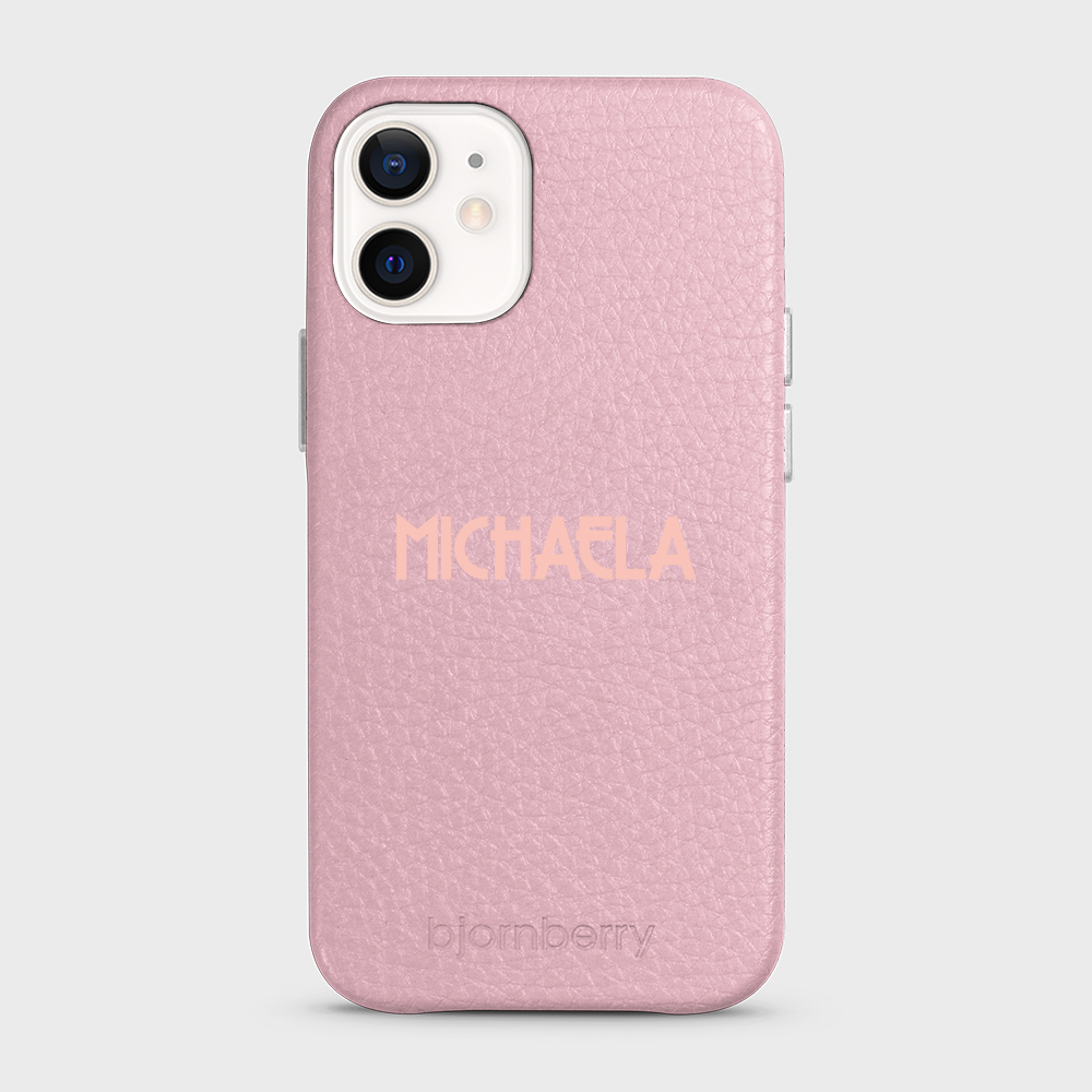 iPhone 12 Mini Personalised Leather Case - Art Deco Name - 4