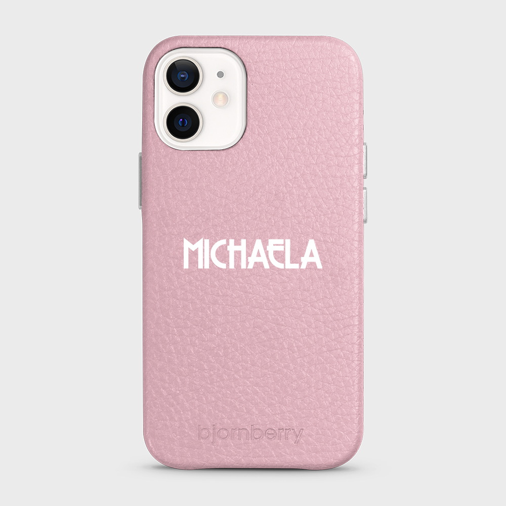 iPhone 12 Mini Personalised Leather Case - Art Deco Name - 6