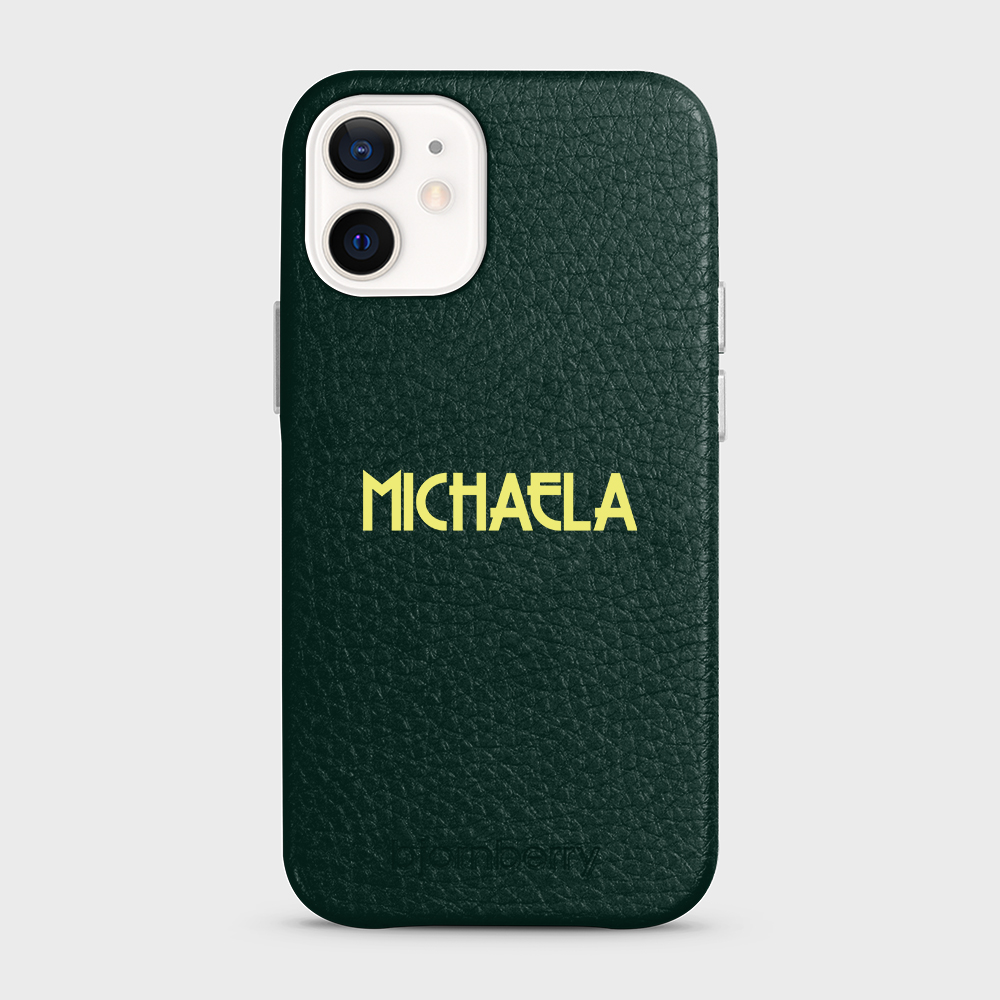 iPhone 12 Mini Personalised Leather Case - Art Deco Name - 21