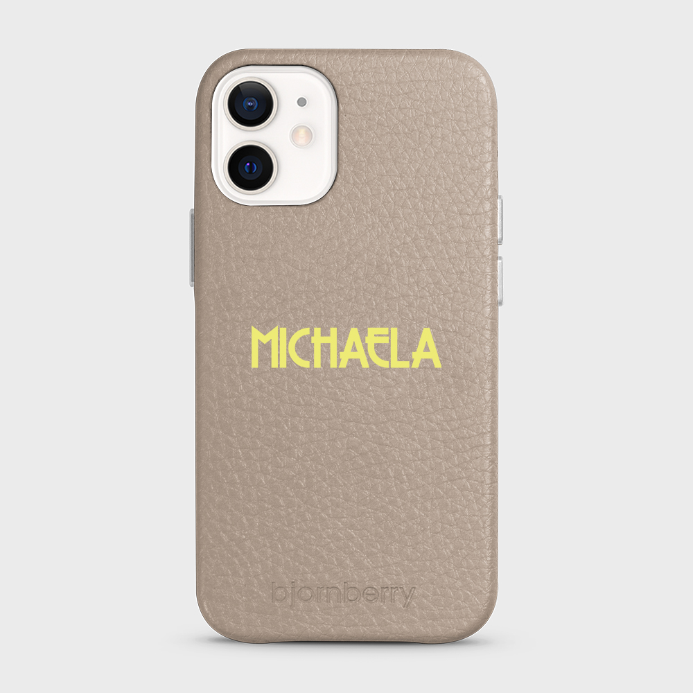 iPhone 12 Mini Personalised Leather Case - Art Deco Name - 35