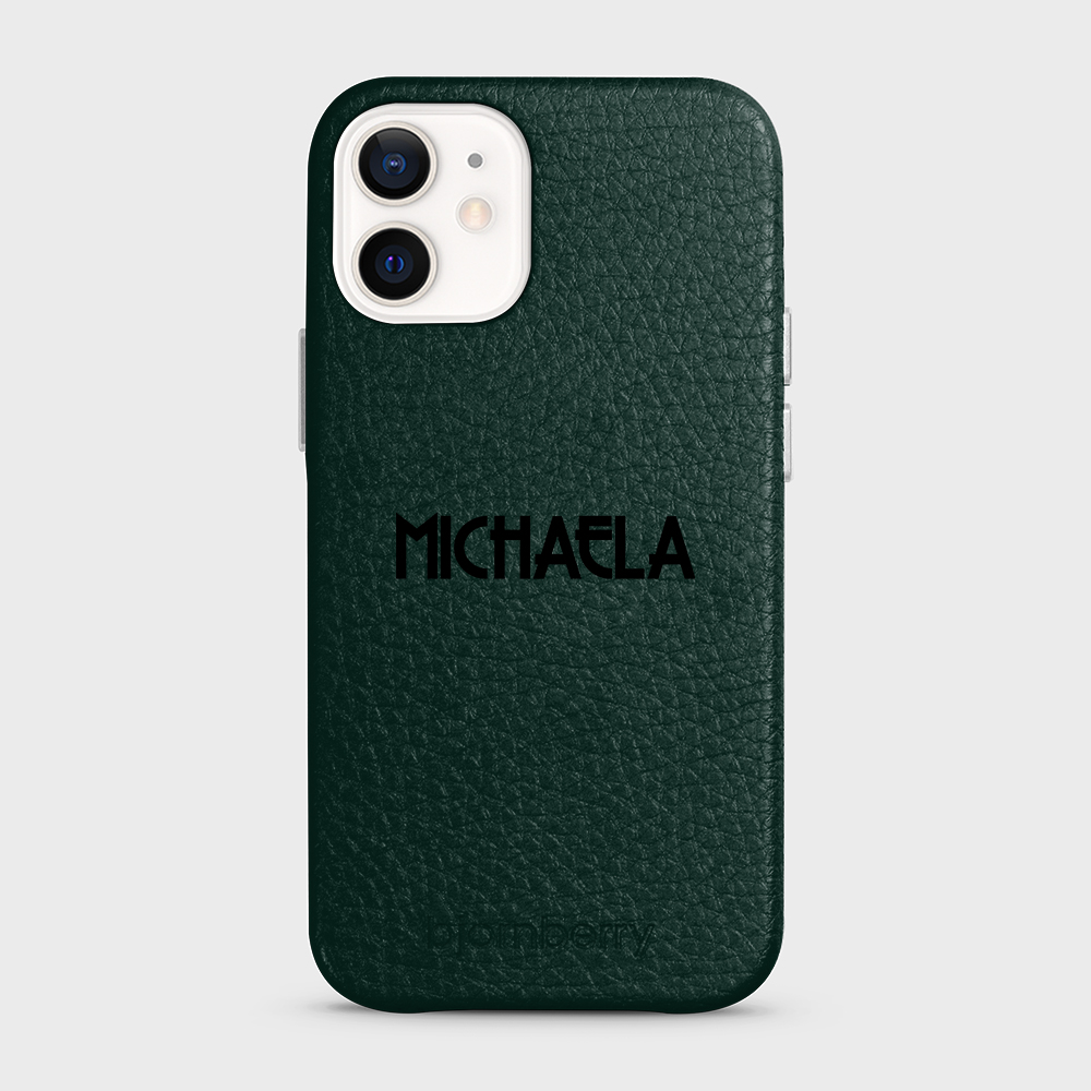 iPhone 12 Mini Personalised Leather Case - Art Deco Name - 18
