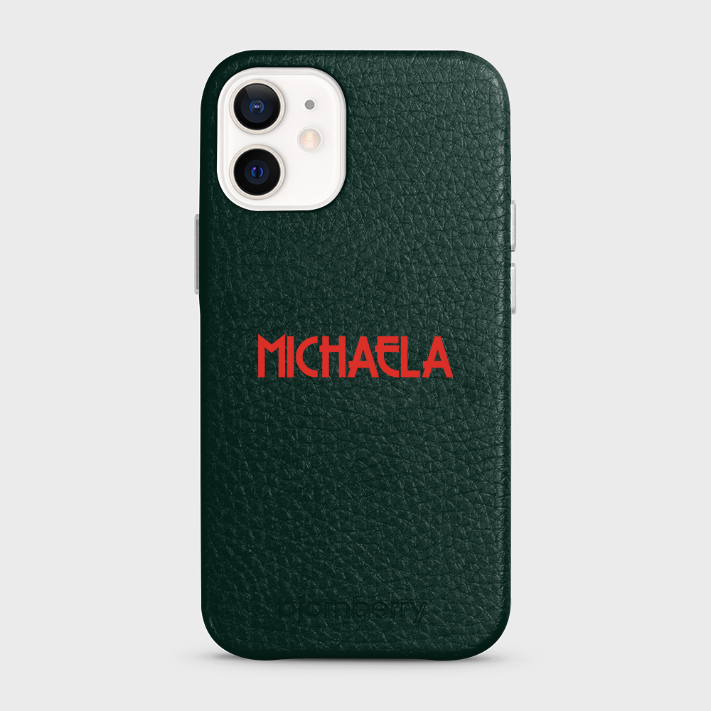 iPhone 12 Mini Personalised Leather Case - Art Deco Name - 16