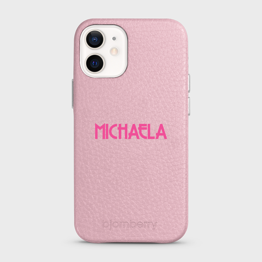 iPhone 12 Mini Personalised Leather Case - Art Deco Name - 2