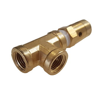 justerbar overtryksventil 1/4" MPT og 1/4" FPT T-kobling