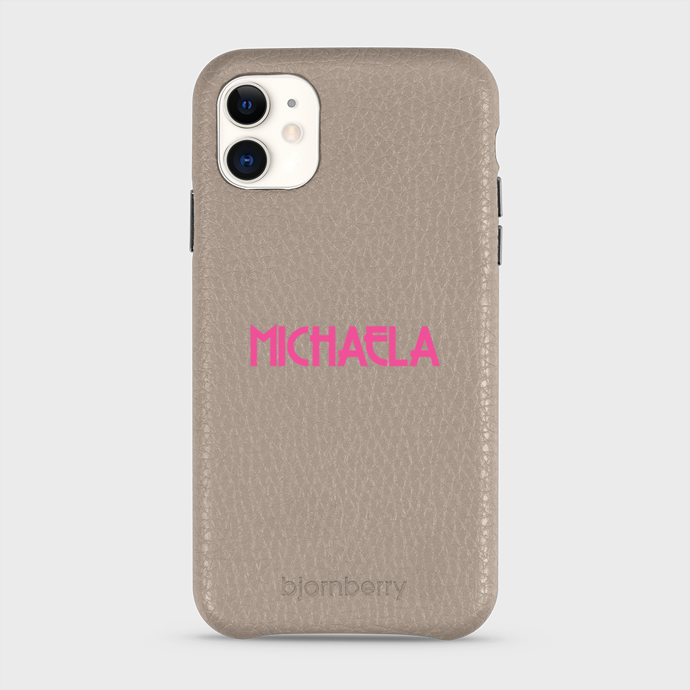 iPhone 11 Personalised Leather Case - Art Deco Name - 2