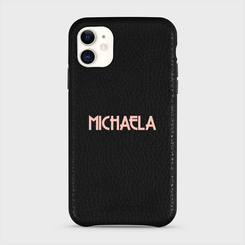 iPhone 11 Personalised Leather Case - Art Deco Name - 32