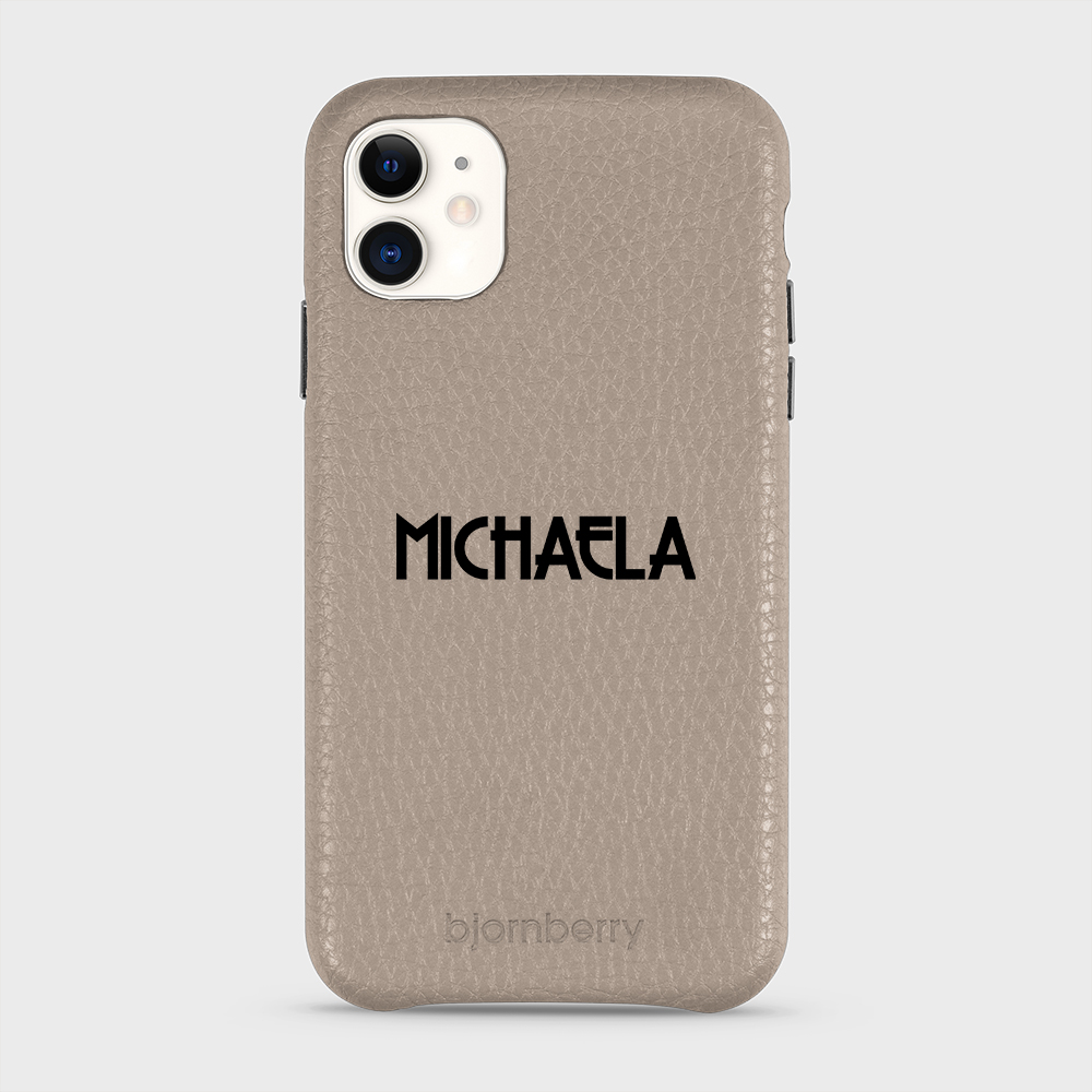 iPhone 11 Personalised Leather Case - Art Deco Name - 5