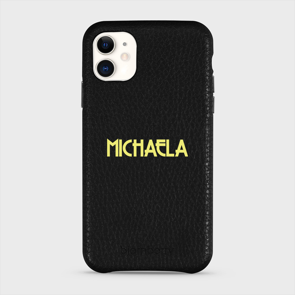 iPhone 11 Personalised Leather Case - Art Deco Name - 29