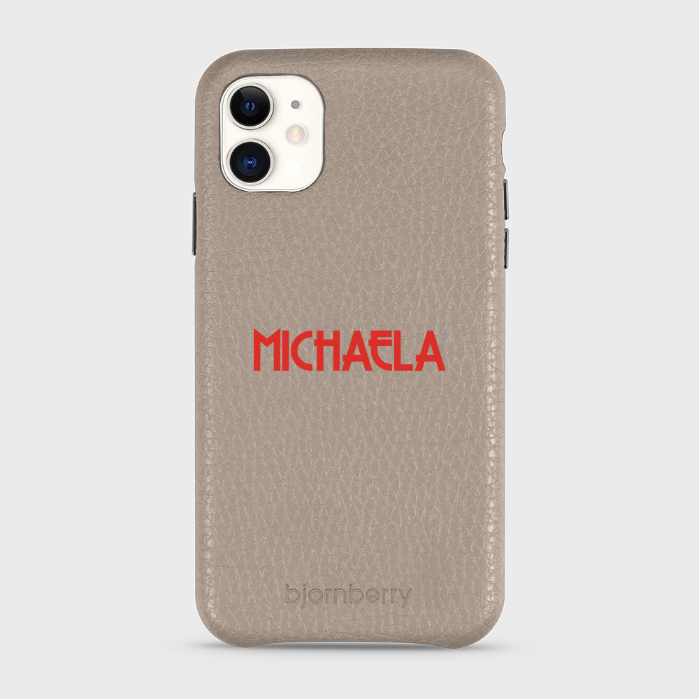 iPhone 11 Personalised Leather Case - Art Deco Name - 3