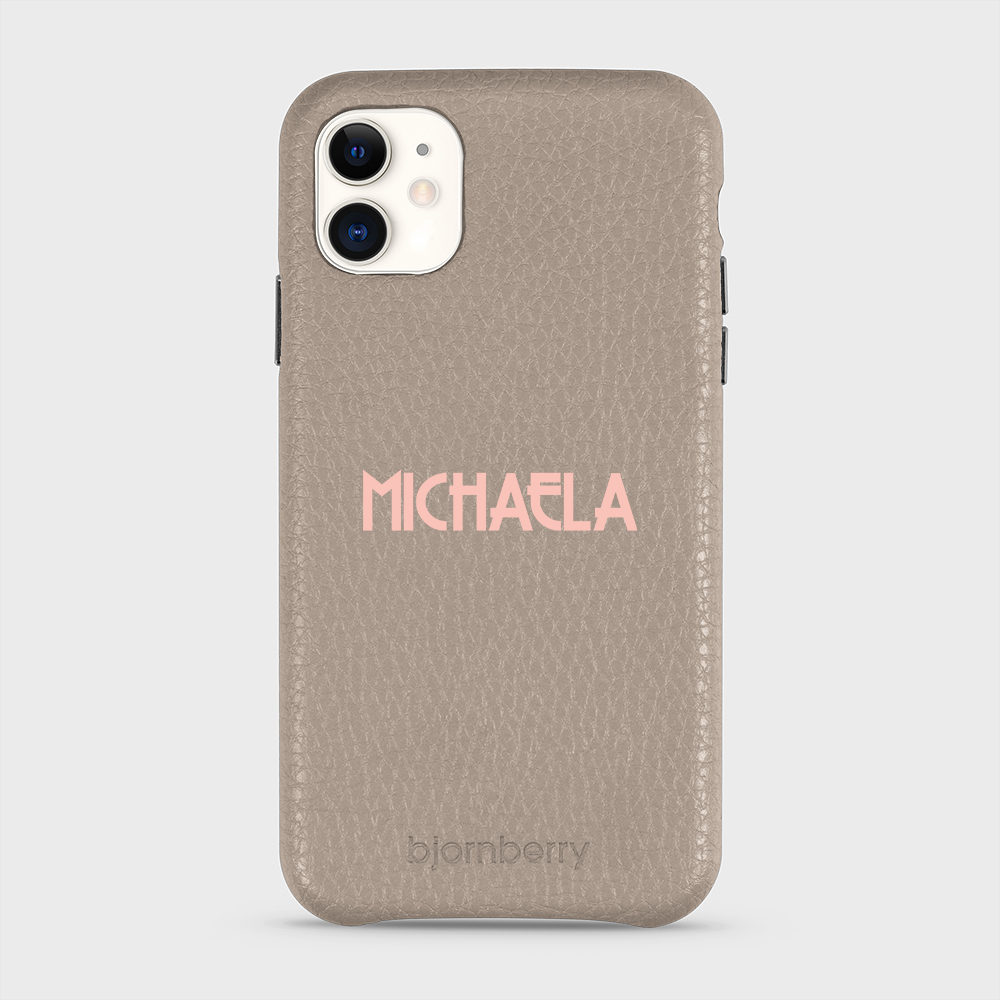 iPhone 11 Personalised Leather Case - Art Deco Name - 4