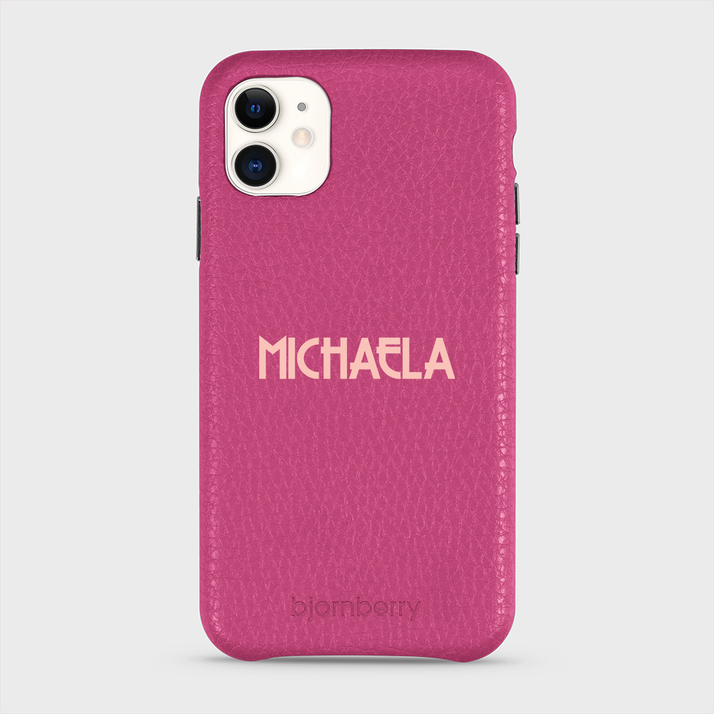 iPhone 11 Personalised Leather Case - Art Deco Name - 12