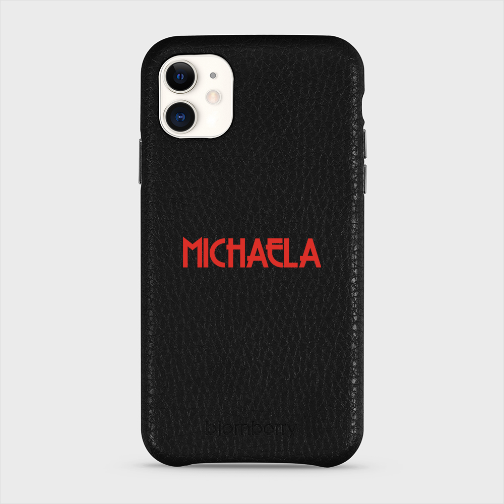iPhone 11 Personalised Leather Case - Art Deco Name - 31