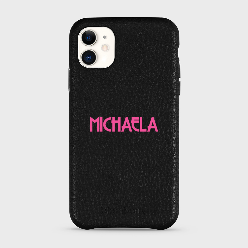 iPhone 11 Personalised Leather Case - Art Deco Name - 30