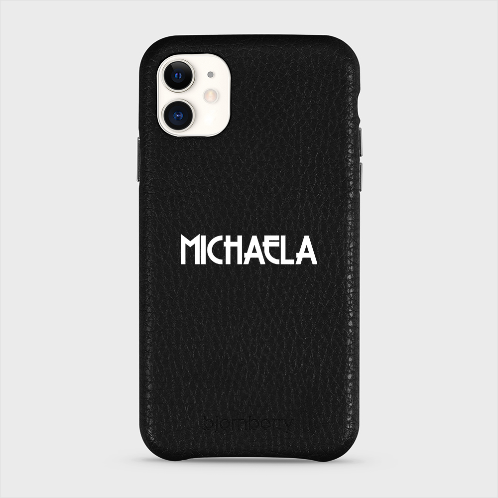 iPhone 11 Personalised Leather Case - Art Deco Name - 34