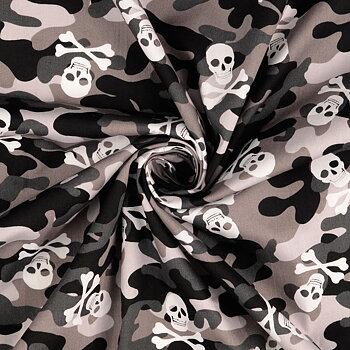 Poplin Grå Camouflage Döskallar