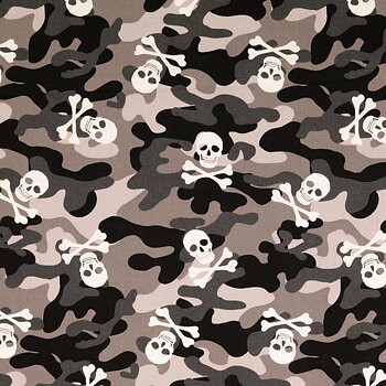 Poplin Grå Camouflage Döskallar