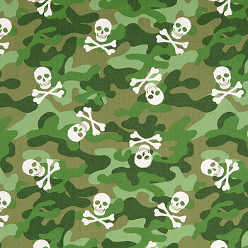 Poplin Grön Camouflage Döskallar