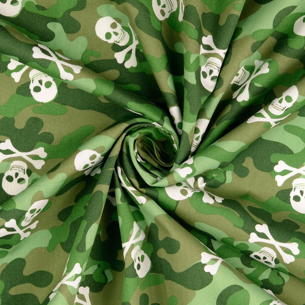 Poplin Grön Camouflage Döskallar - 2