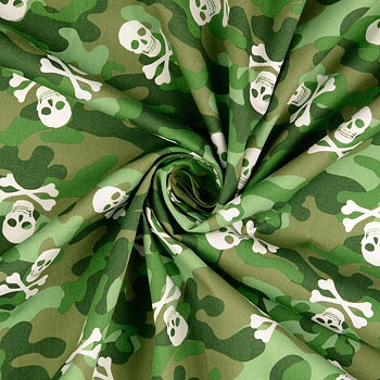 Poplin Grön Camouflage Döskallar